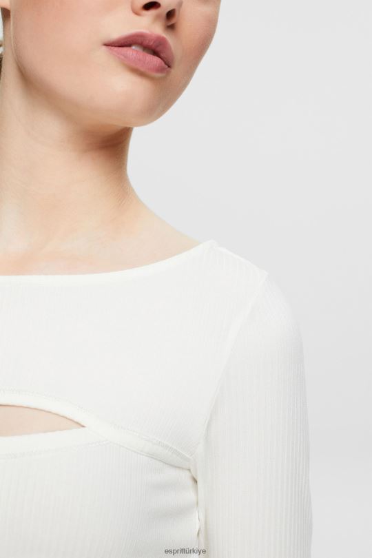 Uzun kollu Esprit kesilmiş üst Beyaz kapalı kadınlar FPP26531