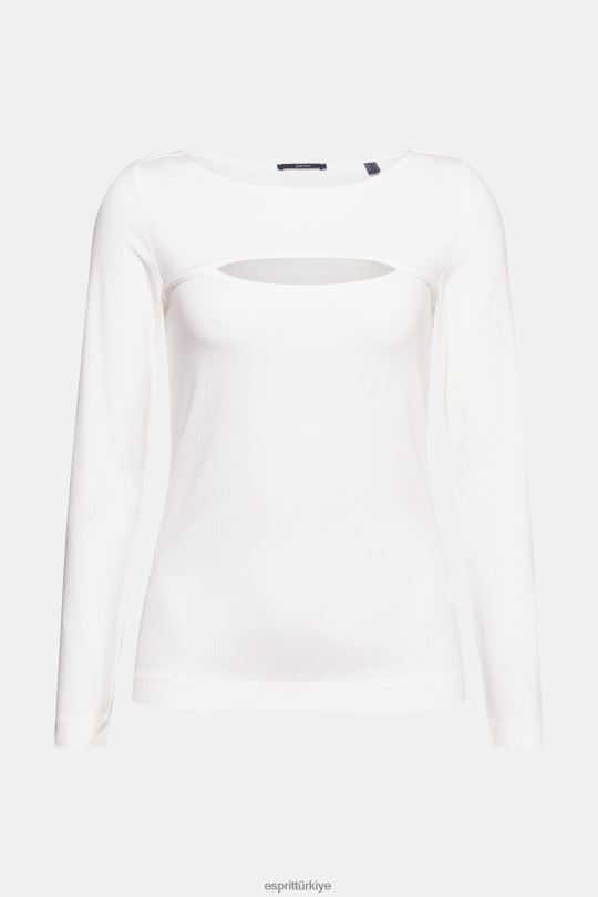 Uzun kollu Esprit kesilmiş üst Beyaz kapalı kadınlar FPP26531