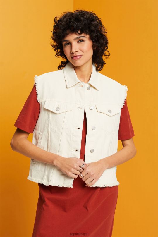 yelek Esprit yıpranmış denim yelek buz kadınlar FPP2662