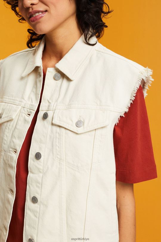 yelek Esprit yıpranmış denim yelek buz kadınlar FPP2662